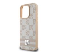 DKNY Funda para iPhone 16 Pro Elegant con diseño de rayas y azulejos, Rosa
