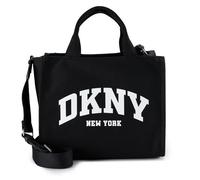 DKNY Bolsa casual con cremallera superior, color negro y plateado, Negro/Plata