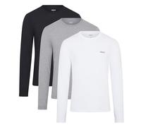 DKNY Hombres Camiseta de Manga Larga Negro/Blanco/Gris Paquete de 3 Pequeño