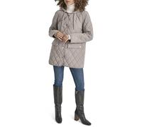 DKNY Hooded Micro-Fiber Barn Abrigo de Mezcla de Lana, Cardo, XL Mujer
