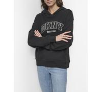 Dkny Jeans Sudadera de mujer ancha con capucha y logo frontal. Negro 44 (L)