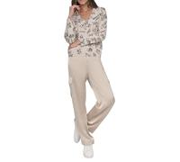 DKNY, Jersey de mujer, logotipo impreso en V cuello, Mocha Htr Comb, L, Mocha Htr Comb, L