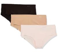 DKNY Litewear Cut Anywhere - Bragas Hipster para Mujer, Paquete de 3 Unidades, Negro/Brillante/Crema Perla, M