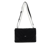 DKNY Madison-Bolso Grande con Solapa para el Hombro con Correa Ajustable en Piel de napa de Cordero, Shoulder Bag para Mujer, Negro/Dorado, OneSize