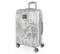 DKNY - Maleta Mediana rígida con 4 Ruedas giratorias, Cierre Seguro Candado de Combinacion TSA y diseño Resistente, Apta para 23 Kilos Viajes Largos y escapadas., Storm Grey+White