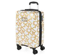 DKNY - Maletas De Viaje Cabina 55X40X20 Rígidas Trolley con Ruedas Maleta De Mano para Avion Maleta Cabina Ligera Equipaje De Mano para Viajes Cortos Compatible Ryanair, White-Gold