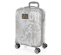 DKNY - Maletas De Viaje Cabina 55X40X20 Rígidas Trolley con Ruedas Maleta De Mano para Avion Maleta Cabina Ligera Equipaje De Mano para Viajes Cortos Compatible Ryanair, Storm Grey+White