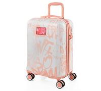 DKNY - Maletas De Viaje Cabina 55X40X20 Rígidas Trolley con Ruedas Maleta De Mano para Avion Maleta Cabina Ligera Equipaje De Mano para Viajes Cortos Compatible Ryanair, White+Venus Rose