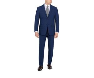 DKNY Men's Modern Fit High Performance Suit Separates Dress Pants, Blue Plaid, 34W x 32L
