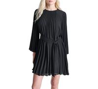 DKNY Mujer L/S Pleated Shirts Dress, Negro, 38