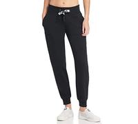 DKNY Pantalón deportivo de forro polar con cordón para mujer, color negro, talla M