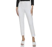 DKNY Pantalón Recto con pestaña Frontal Casuales de negoci, Marfil, 38 para Mujer