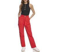 DKNY Pantalones Cargo con cinturón, Rojo Marte, 42 para Mujer