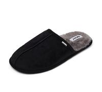 DKNY Pantuflas para hombre | Cómodas pantuflas de gamuza para hombre con forro de piel sintética cálido | Pantuflas tipo mule | suaves y transpirables | Disponible en negro, gris, bronceado y azul