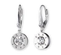 DKNY Pendientes de gota con cristal, joyería para mujer, aretes de palanca, gran regalo para mujeres, fabricados con metal mixto, plata, talla única, metal no precioso, sin piedras preciosas, talla