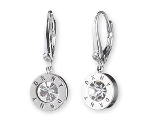 DKNY Pendientes de gota con cristal, joyería para mujer, aretes de palanca, gran regalo para mujeres, fabricados con metal mixto, plata, talla única, metal no precioso, sin piedras preciosas, talla