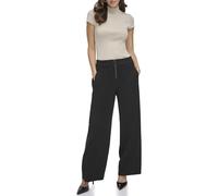 DKNY Pull On Wide Leg Twill Trousers Pantalones Casuales, Black, XL De Las Mujeres