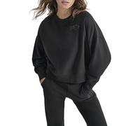 DKNY Pullover Crew Varsity Embroidered Logo Blouson Sleeve Sweatshirt Sudadera con Capucha, Negro, M para Mujer