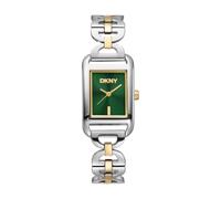 DKNY Reloj de Cuarzo Abierto Enlace Cuadrado Reloj Cuarzo 3 ATM, Plateado y Dorado, uno Que es, Pulsera