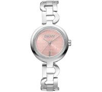 DKNY Reloj de Cuarzo Open Link Watch Quartz 5 ATM, Plateado y Rosa, uno Que es, Pulsera