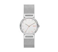 DKNY Reloj para mujer Downtown D, movimiento de tres manecillas, caja de acero inoxidable plateado de 34 mm con correa de acero inoxidable, NY6623