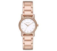 DKNY Reloj para mujer Soho, movimiento de tres manecillas, caja de aleación de oro rosa de 29 mm con correa de acero inoxidable, NY9205