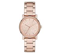 DKNY Reloj para mujer Soho, movimiento de tres manecillas, caja de aleación de oro rosa de 34 mm con correa de acero inoxidable, NY2854