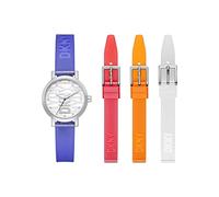 DKNY Reloj para mujer Soho Quartz/3 Movimiento de aguja, caja de 28 mm, con correa de poliuretano NY6661SET