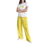 DKNY S/L Neon Gel Logo T-Shirt Blouse, Blanco, M Mujeres