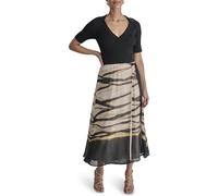 DKNY Short Sleeves Polo Knit Top with A Line Vestido de cóctel, Negro y Multicolor, L Mujeres