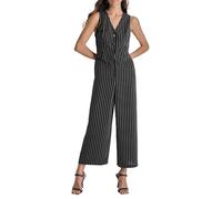 DKNY Sleeveless Vest Jumpsuit Vestido, Negro/Marfil, 38 Mujeres