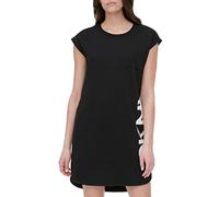 DKNY SPORTSWEAR Cap Sleeve Logo T-Shirt Vestido Casual, Black, S Da Donna
