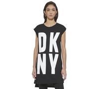 DKNY SPORTSWEAR Women's Missy Cap Sleeve Logo T-Shirt, Black/White, S Camiseta