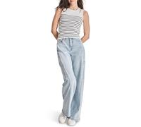 DKNY Sudadera con capucha de manga larga ligera y ajustada para mujer, Combo blanco y negro., XS