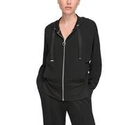 DKNY Sudadera con Cremallera Completa Greenwich Capucha, Negro, XXS para Mujer