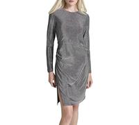 DKNY Vestido de Manga Larga para Mujer, Negro/Plateado, 42