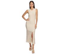 DKNY Vestido Maxi de Punto Acanalado sin Mangas Informal Nocturno, Eggnog, M para Mujer