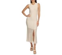 DKNY Vestido Maxi de Punto Acanalado sin Mangas Informal Nocturno, Eggnog, M para Mujer
