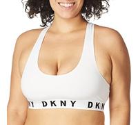 DKNY Women's Cozy Boyfriend Racerback Bralette, White/Black, X Large