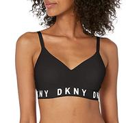 DKNY Women's Cozy Boyfriend Wirefree Pushup Bra, Black/White, Small