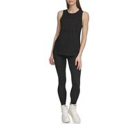 DKNY Women's Exploded Applique Logo Longline Tank, Negro, Talla L, Negro, L