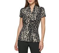 DKNY Women's Short Sleeve Cross Front Suit Blouse, Print, Small