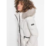 DKNY Women's Zip Front with Fake Fur Hoodie, Pearl, X-Large Chaqueta, Gris, XL Mujeres
