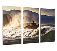 DKORARTE Cuadro Moderno Fotografico Olas, marejada, mar bravo, espigón, naturaleza, 97 x 62 cm, ref. 27407