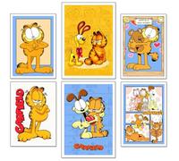 DKORARTE Set 6 láminas Decorativas Pared Decoración Salón Modernos, Dormitorios, Habitación, SIN Marco, Infantil, Garfield (2x A3 (41 x 29,7 cm) ; 4x A4 (29,7 x 21 cm))
