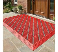 DKPLOE Felpudo para Puerta de Entrada Exterior, de Una Sola Fila de Cerdas, Lavable, Apto para Garajes, Almacenes Y Balcones(Red+Gray,90x120cm)