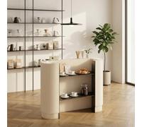 DKPLOE Mostrador de RecepcióN PequeñO de 125 cm Mostrador de ExposicióN Plegable con 2 Estantes Ideal para Salones de Belleza VestíBulos de Empresas Y Bares(Blanco)