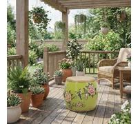 DKPLOE Taburete de JardíN Chino de Madera con Forma de Tambor Mesa Auxiliar Moderna Esmaltada Y Pintada A Mano de Estilo Chinoiserie Ideal para SalóN BalcóN JardíN Y Patio