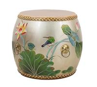 DKPLOE Taburete de Madera con Forma de Tambor Chino ReposapiéS CláSico Taburetes Decorativos para JardíN Taburete Esmaltado Y Pintado A Mano Adecuado para Salones Balcones Y Jardines