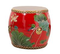 DKPLOE Taburete de Madera con Forma de Tambor Chino ReposapiéS CláSico Taburetes Decorativos para JardíN Taburete Esmaltado Y Pintado A Mano Adecuado para Salones Balcones Y Jardines